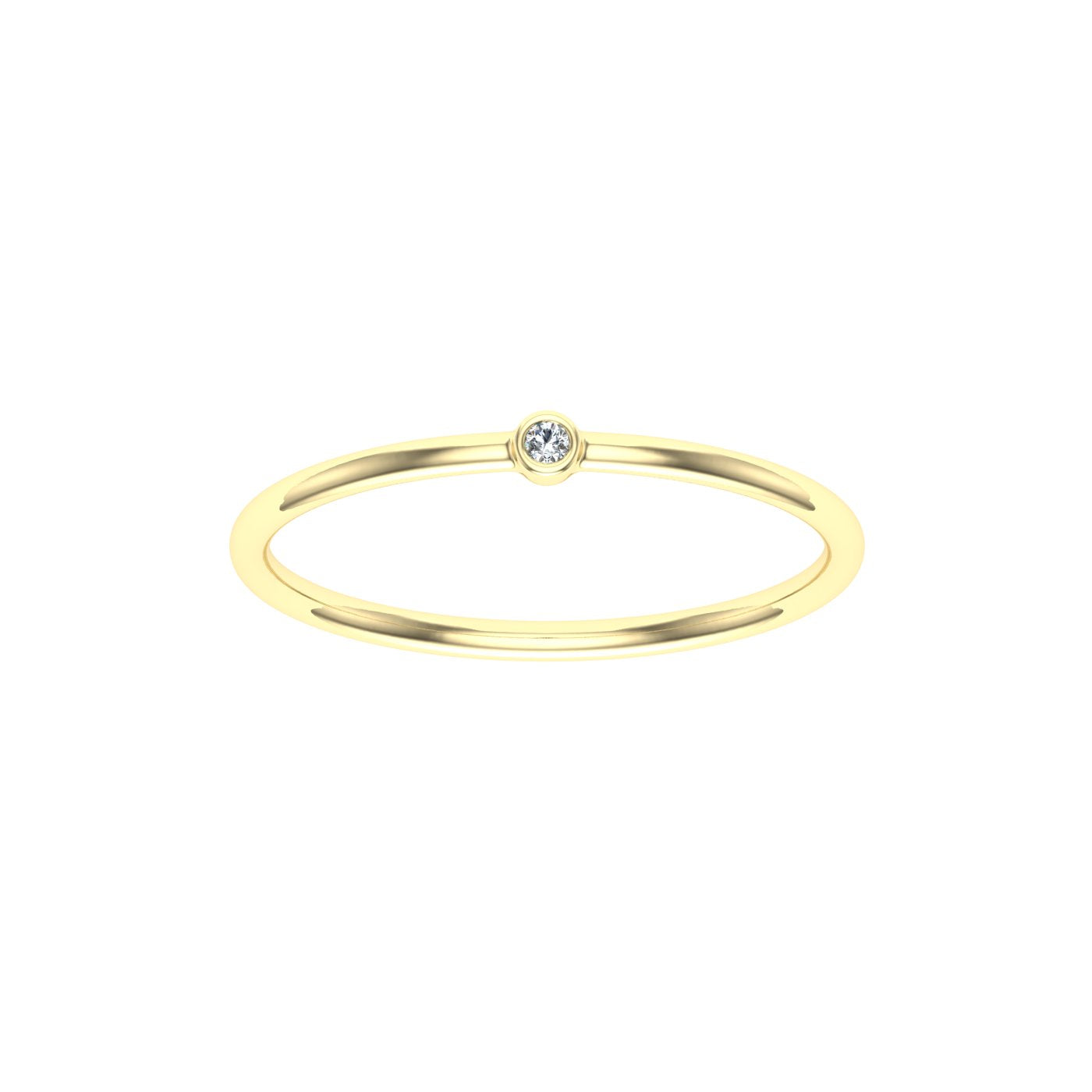 Single Dot Moissanite Wedding Band Yellow Gold